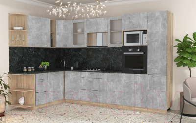 Готовая кухня Интерлиния Мила 1.88x3.2 левая