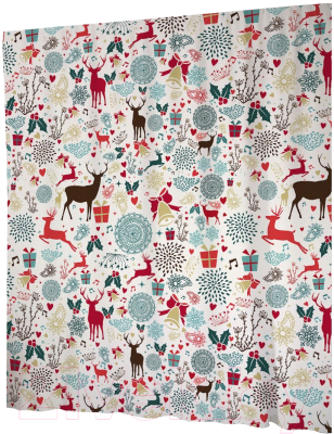 Шторка-занавеска для ванны JoyArty Новогодние олени / sc_185481 - фото