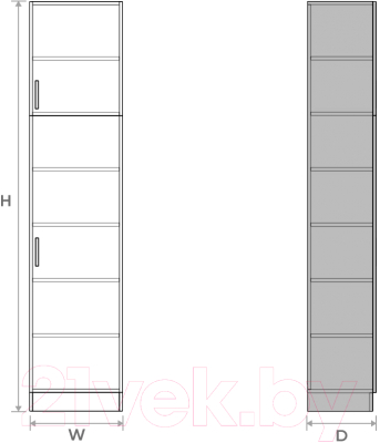 Шкаф-пенал Макс Стайл Smart Egger 219x50x35 / 4A3550 (дуб бардолино натуральный Н1145 ST10)