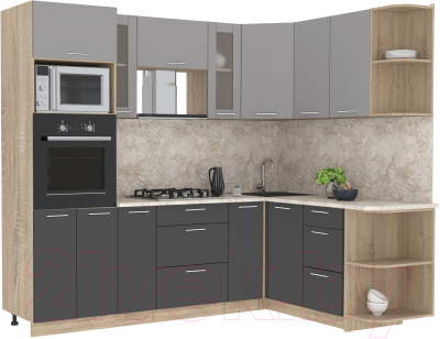 Готовая кухня Интерлиния Мила 1.68x2.4 правая - фото