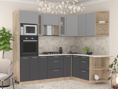 Готовая кухня Интерлиния Мила 1.68x2.4 правая