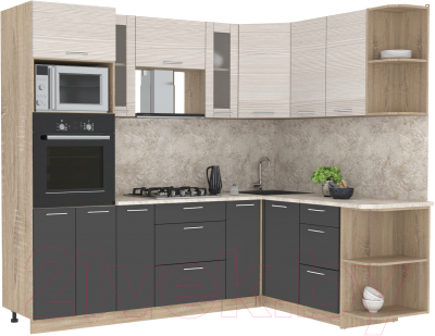 Готовая кухня Интерлиния Мила 1.68x2.4 правая - фото