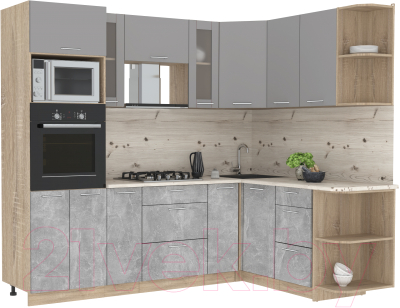 Готовая кухня Интерлиния Мила 1.68x2.4 правая - фото