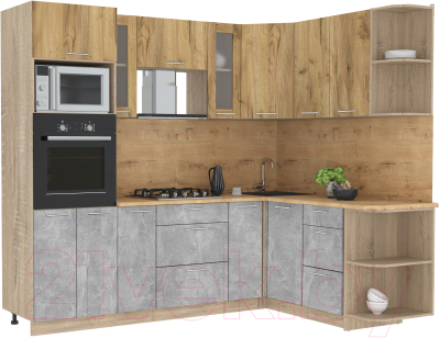 Готовая кухня Интерлиния Мила 1.68x2.4 правая - фото