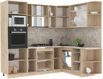 Готовая кухня Интерлиния Мила 1.68x2.4 правая