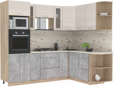 Готовая кухня Интерлиния Мила 1.68x2.4 правая - фото