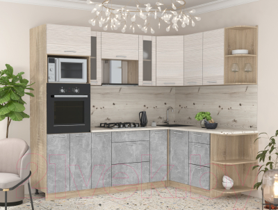 Готовая кухня Интерлиния Мила 1.68x2.4 правая