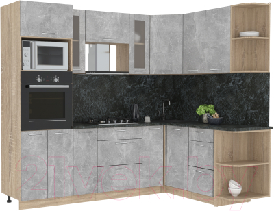 Готовая кухня Интерлиния Мила 1.68x2.4 правая - фото