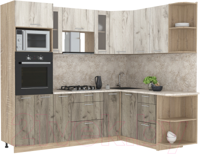 Готовая кухня Интерлиния Мила 1.68x2.4 правая - фото