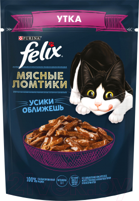 Влажный корм для кошек Felix Мясные Ломтики с уткой - фото