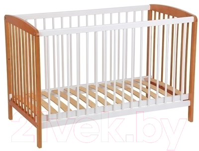 Детская кроватка Polini Kids Simple 101 / 0003022-11 (белый/бук) - фото
