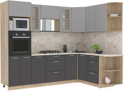 Готовая кухня Интерлиния Мила 1.68x2.6 правая - фото