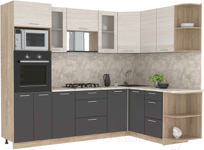 Готовая кухня Интерлиния Мила 1.68x2.6 правая - фото