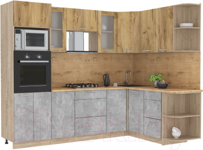 Готовая кухня Интерлиния Мила 1.68x2.6 правая - фото