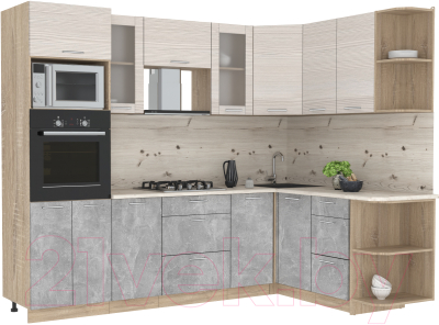 Готовая кухня Интерлиния Мила 1.68x2.6 правая - фото