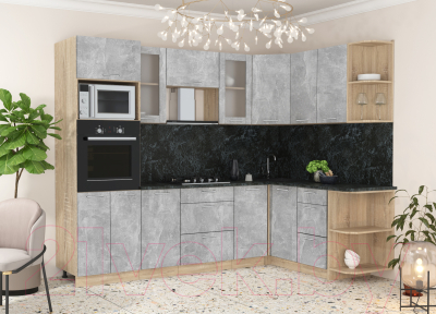 Готовая кухня Интерлиния Мила 1.68x2.6 правая