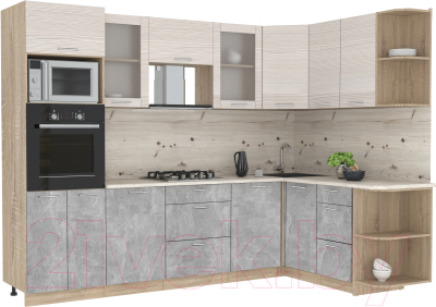 Готовая кухня Интерлиния Мила 1.68x2.8 правая - фото