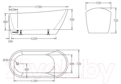 Ванна акриловая BelBagno BB62-1700-W0