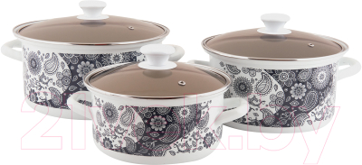 Набор кастрюль КМЗ День и Ночь-1-Экстра (3шт, белый) - фото
