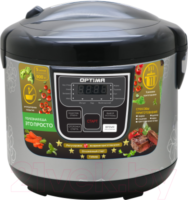 Мультиварка ОПТИМА MC-5101 (черный/цветы) - фото
