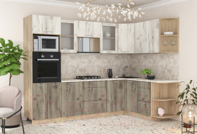 Готовая кухня Интерлиния Мила 1.68x2.8 правая