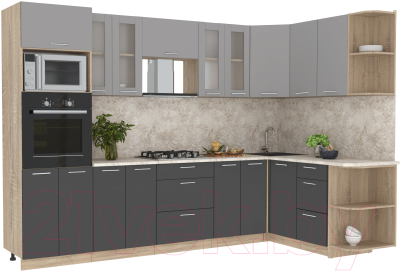 Готовая кухня Интерлиния Мила 1.68x3.0 правая - фото