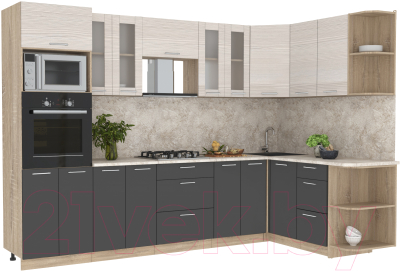 Готовая кухня Интерлиния Мила 1.68x3.0 правая - фото