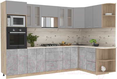 Готовая кухня Интерлиния Мила 1.68x3.0 правая - фото