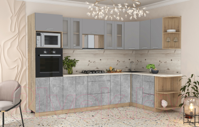 Готовая кухня Интерлиния Мила 1.68x3.0 правая