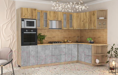 Готовая кухня Интерлиния Мила 1.68x3.0 правая