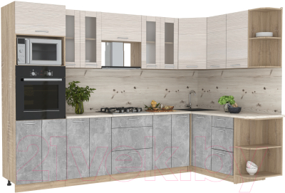 Готовая кухня Интерлиния Мила 1.68x3.0 правая - фото