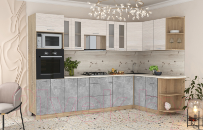 Готовая кухня Интерлиния Мила 1.68x3.0 правая