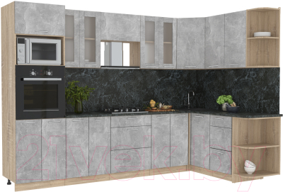 Готовая кухня Интерлиния Мила 1.68x3.0 правая - фото