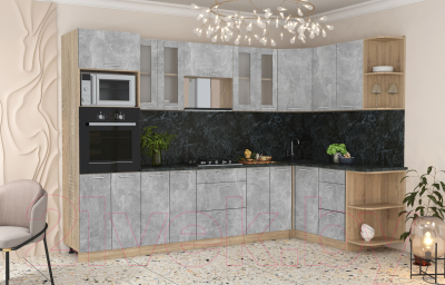 Готовая кухня Интерлиния Мила 1.68x3.0 правая