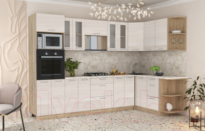 Готовая кухня Интерлиния Мила 1.68x3.0 правая