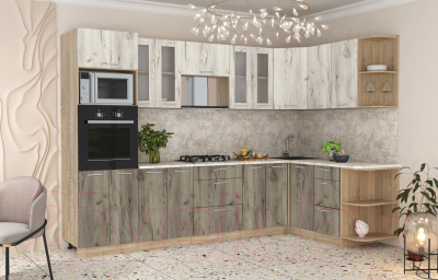 Готовая кухня Интерлиния Мила 1.68x3.0 правая