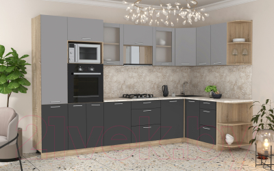 Готовая кухня Интерлиния Мила 1.68x3.2 правая