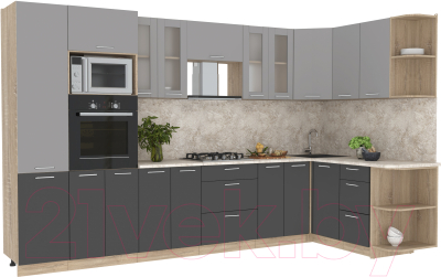 Готовая кухня Интерлиния Мила 1.68x3.4 правая - фото