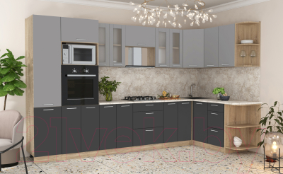 Готовая кухня Интерлиния Мила 1.68x3.4 правая