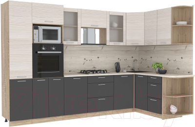 Готовая кухня Интерлиния Мила 1.68x3.2 правая - фото