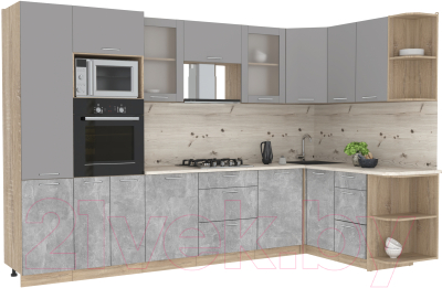 Готовая кухня Интерлиния Мила 1.68x3.2 правая - фото