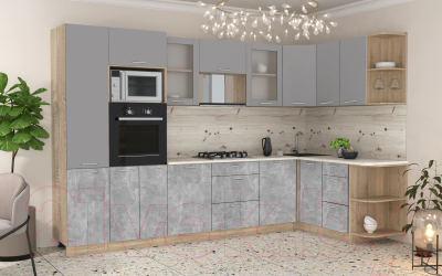 Готовая кухня Интерлиния Мила 1.68x3.2 правая