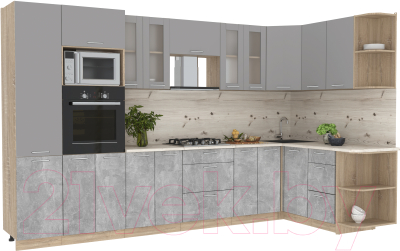 Готовая кухня Интерлиния Мила 1.68x3.4 правая - фото