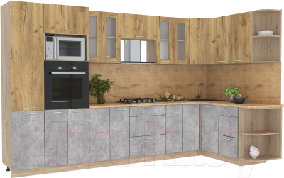 Готовая кухня Интерлиния Мила 1.68x3.4 правая - фото