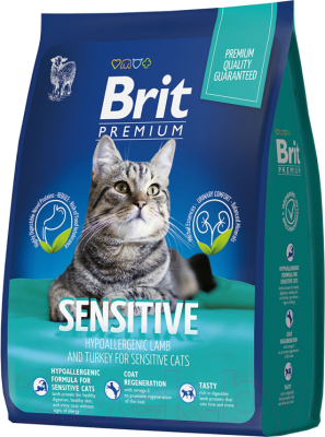 Сухой корм для кошек Brit Premium Cat Sensitive с ягненком и индейкой / 5049196 - фото