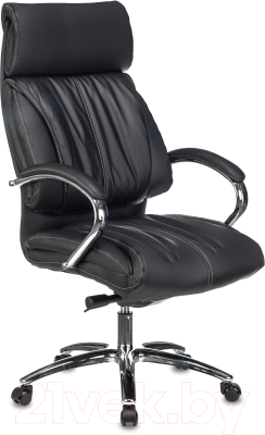 Кресло офисное Бюрократ T-9904NSL (кожа черный/хром) - фото