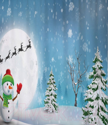 Шторка-занавеска для ванны JoyArty Новогоднее настроение / sc_20080 - фото