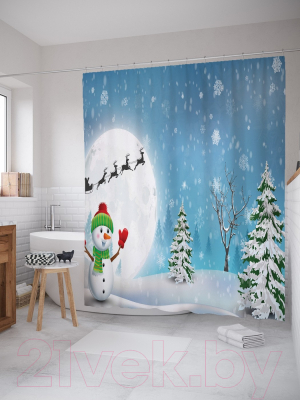 Шторка-занавеска для ванны JoyArty Новогоднее настроение / sc_20080
