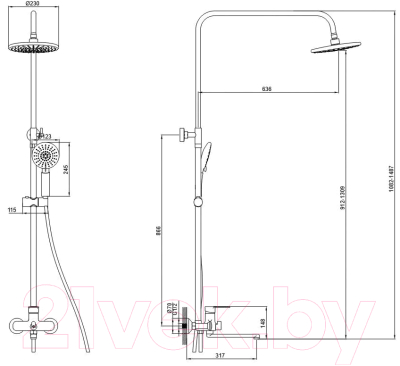 Душевая система со смесителем Potato P35274-7