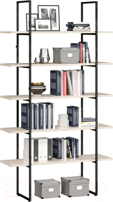 Стеллаж ТриЯ Лофт тип 1 1200 (черный/дуб крафт белый) - фото